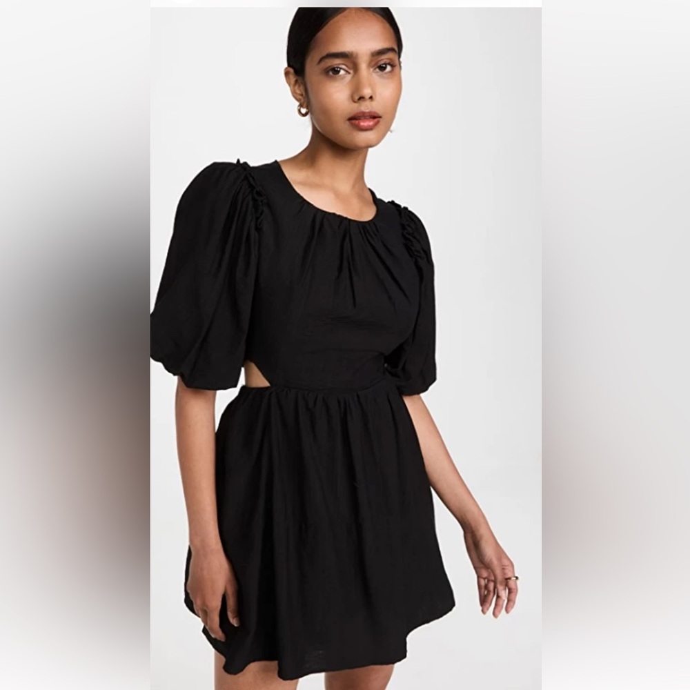 Moon River Anthropologie Classic Black Bubble Sleeve Dress Size L